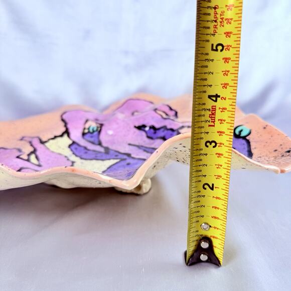 VTG Studio Art Pottery Abstract Pink MONSTERS Bowl 13” Modern 1980s Babat - Picture 15 of 15